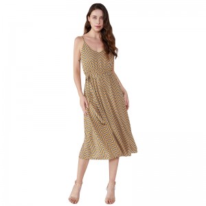 줄무늬 여름 2019 시폰 Vestidos Casuales 여성 빈티지 드레스