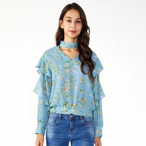 여성 플러스 사이즈 Boho 최신 시폰 탑 \u0026 블라우스