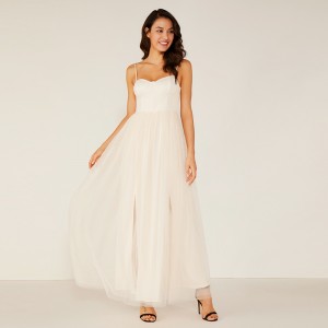 Oem 높은 품질 여성 긴 흰색 여름 레이스 프린지 신부 들러리 웨딩 드레스 패브릭